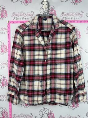 GAP shirt long sleeve Plaid Button-Up Shirt in Cream, Red, Navy
